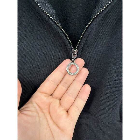 Victoria’s Secret Black Corset Style Pullover Sweatshirt Cropped Women’s Medium - Picture 2 of 7